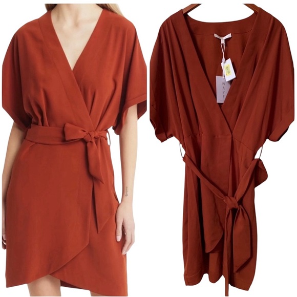 NWT WayF wrap tie front dress with cuffed dolman sleeves - Picture 1 of 8